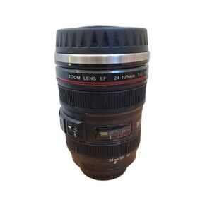 Camera Lens Mug Travel Coffee Stainless Steel Thermos Cup To-Go Mango Spot 12 oz